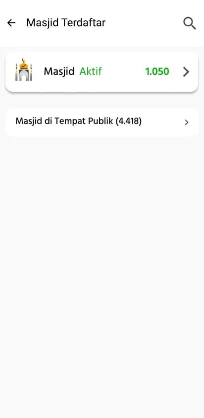 Tampilan Fitur Masjid
